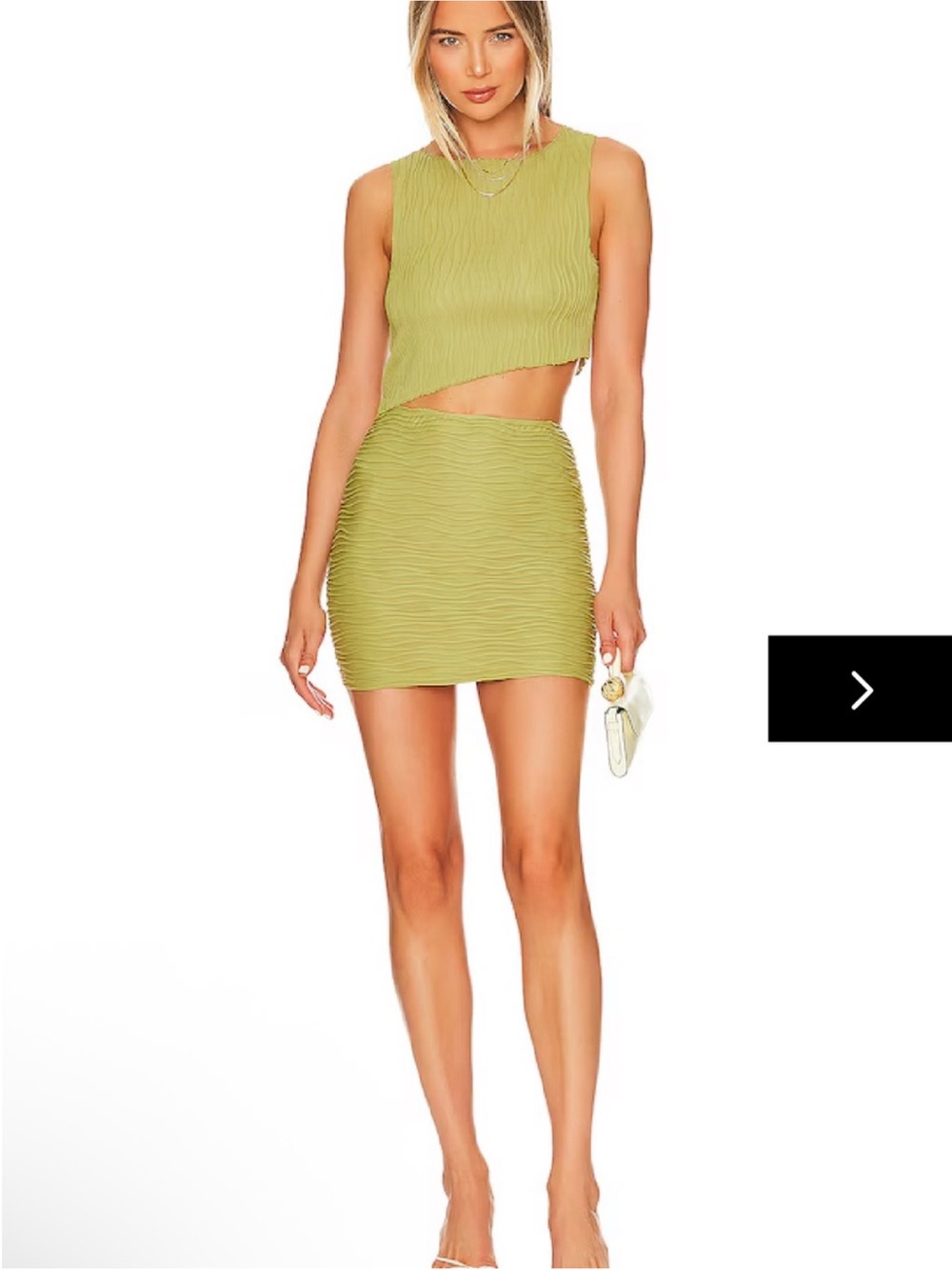 superdown Olive Green Textured Mini Skirt
